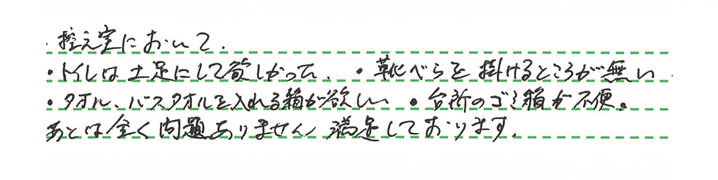 控え室について